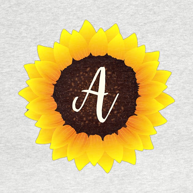 Floral Monogram A Bright Yellow Sunflower by floralmonogram